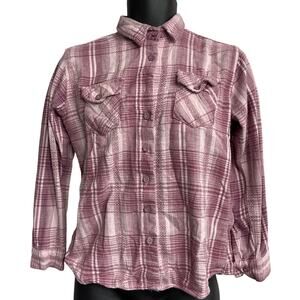 Stillwater Supply Shirt Size M Pink Plaid Button Up Long Sleeves MISSING BUTTON